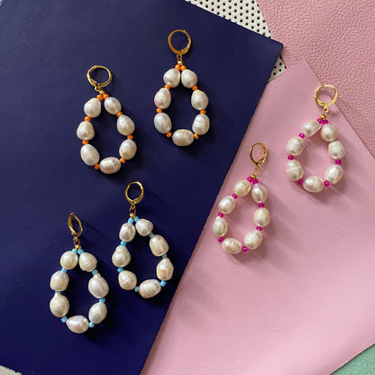 Colour Pop Pearl Hoop Earrings