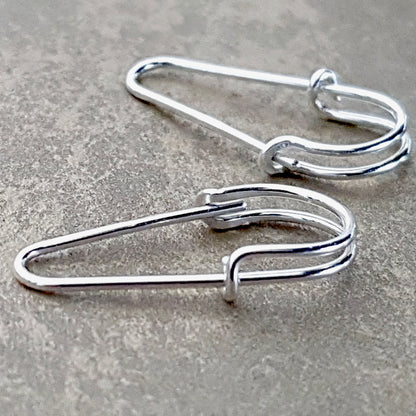 925 Sterling Silver Safety Pin Inspired Earrings