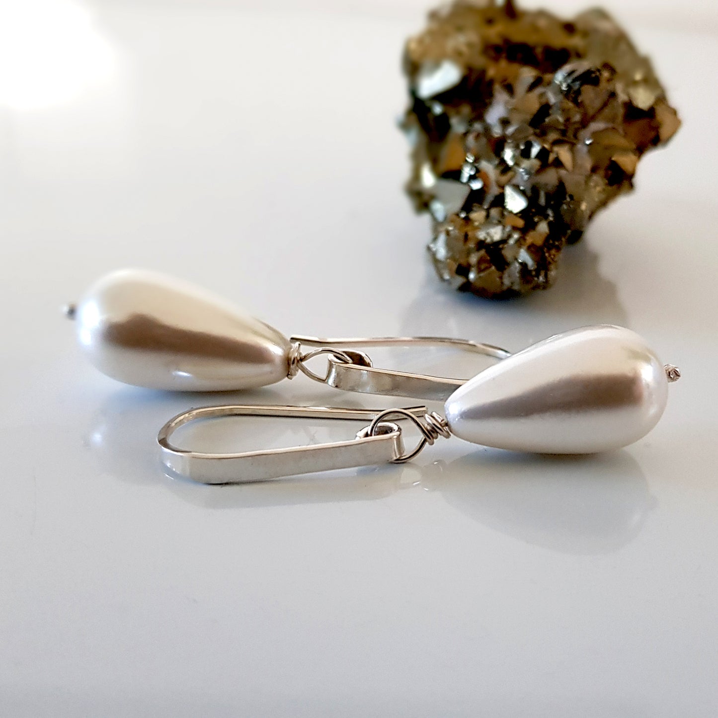 Dew Drop - Teardrop Shell Pearl Earrings