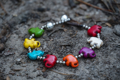 Silver Elephant Stone Bracelet