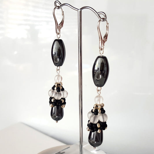 Haematite Long Dangle Earrings