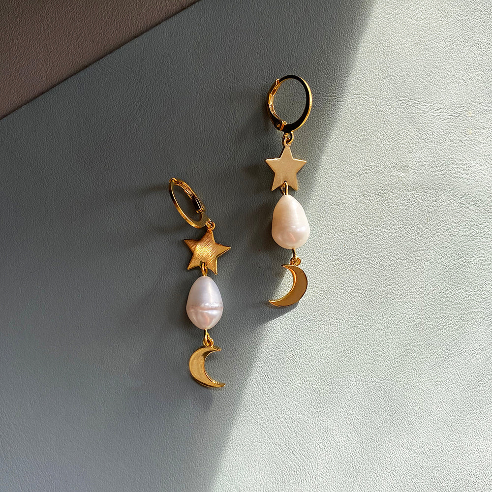 Night Sky Pearl Earrings