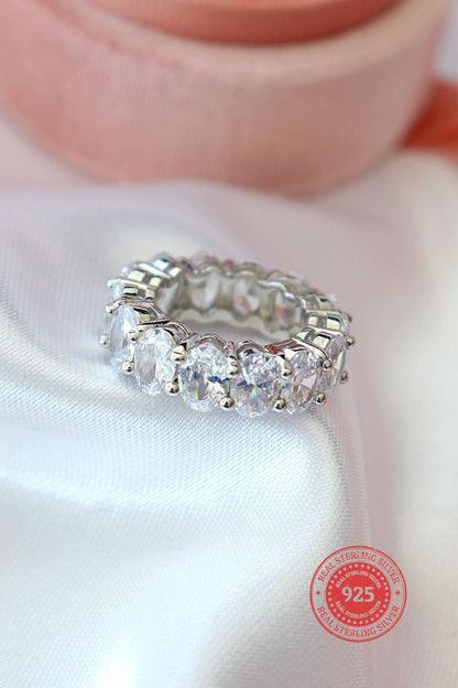 925 Silver Oval Cubic Zirconia Band Ring