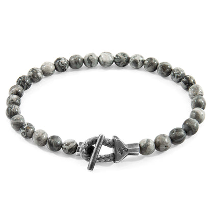 Grey Jasper Mantaro Silver and Stone Bracelet