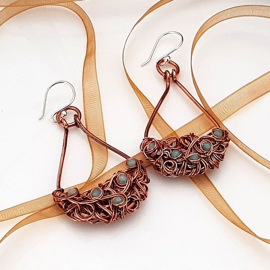 Teardrop Tangled - Copper Earrings