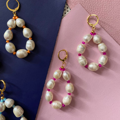 Colour Pop Pearl Hoop Earrings