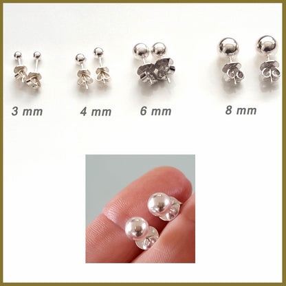 Sterling Silver 8 mm Ball Stud Earrings