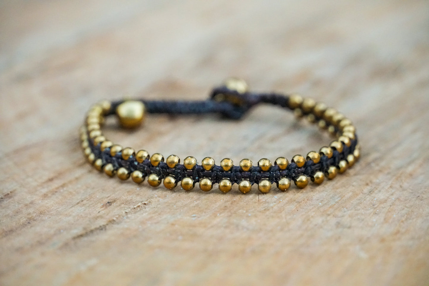 Golden Beaded Boho Brass Bracelet, Hippie Bracelet