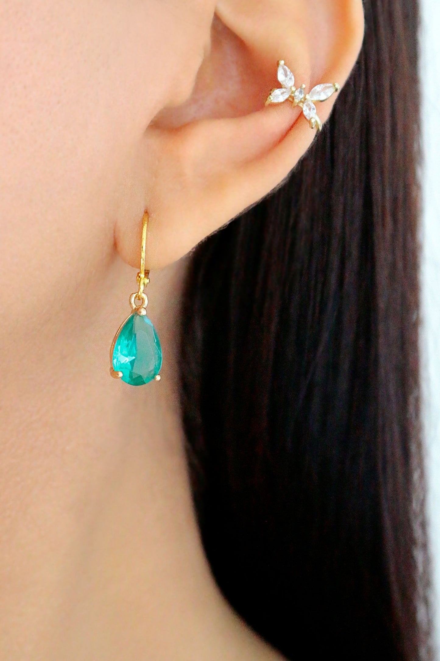 18K Rainbow Teardrop Hoop Earrings