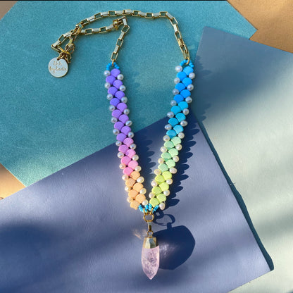 Pastel Rainbow Amethyst Necklace