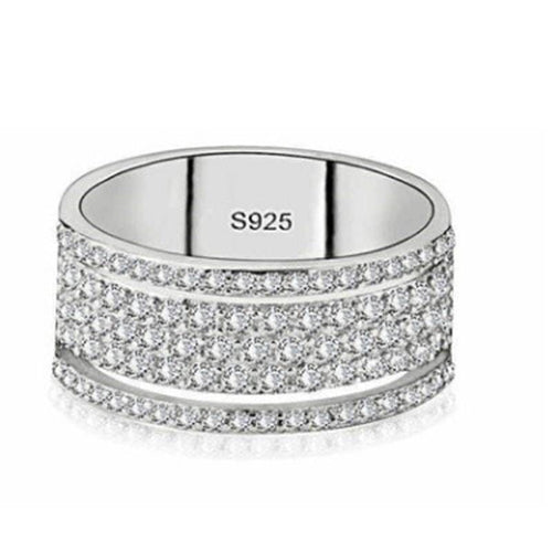 Exquisite Bridal Wedding Silver Rings for Women White Crystal Princess