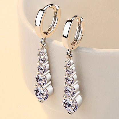 Fashion Silver-plated Earrings Drop Diamonds