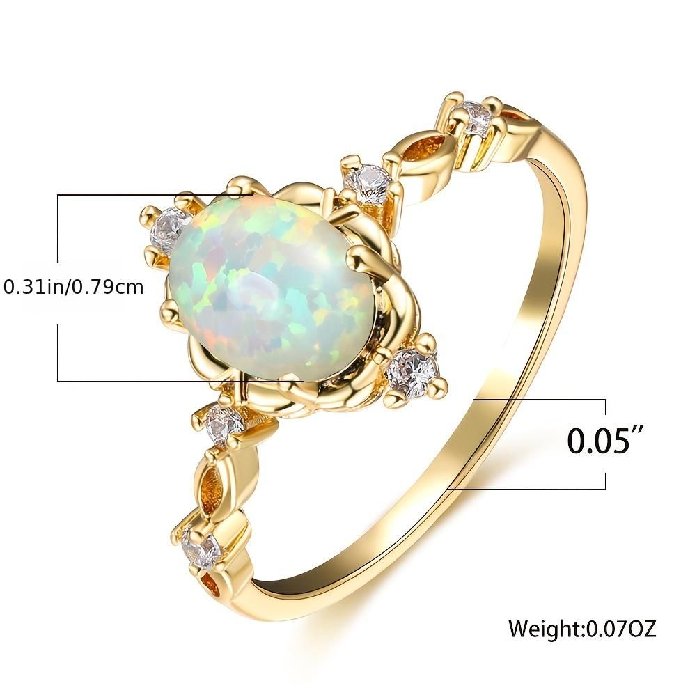 White Opal Oval Stone Engagement Rings Lovely Women's Rings Charming