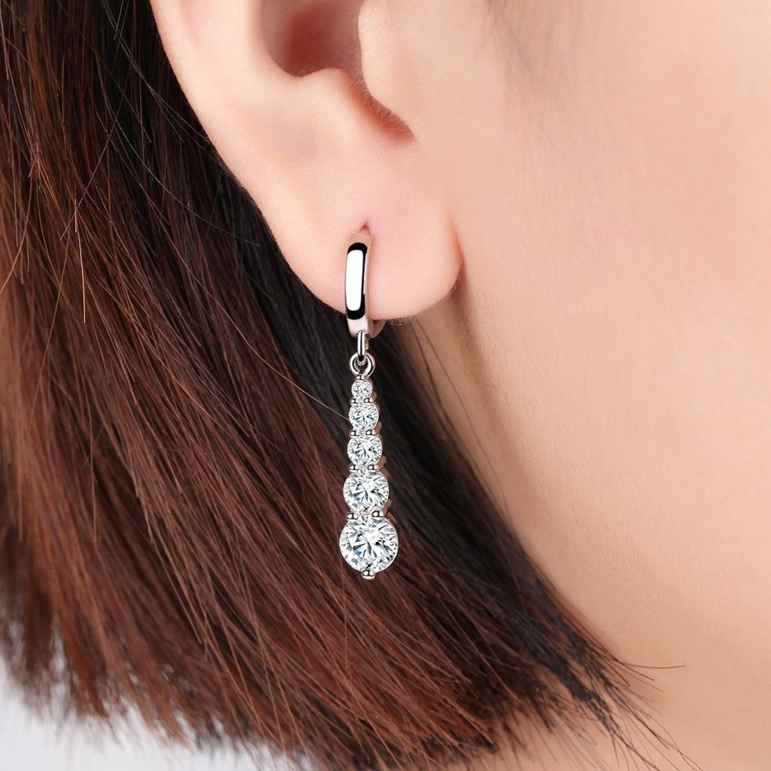 Fashion Silver-plated Earrings Drop Diamonds