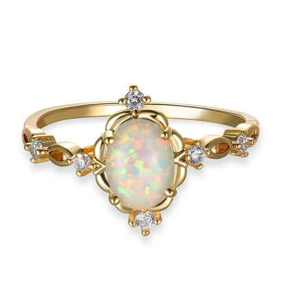 White Opal Oval Stone Engagement Rings Lovely Women's Rings Charming