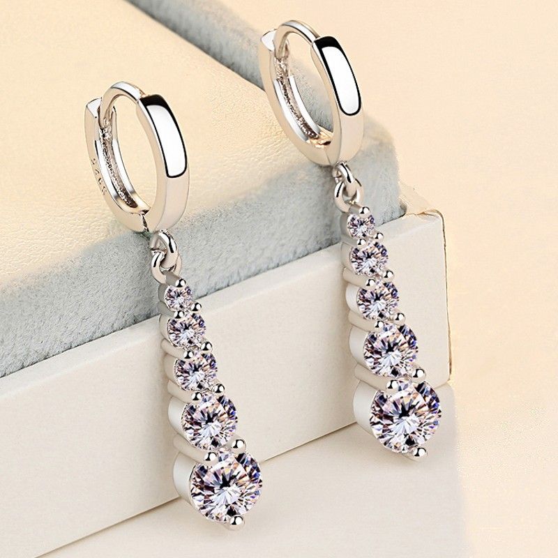 Fashion Silver-plated Earrings Drop Diamonds