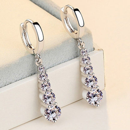 Fashion Silver-plated Earrings Drop Diamonds