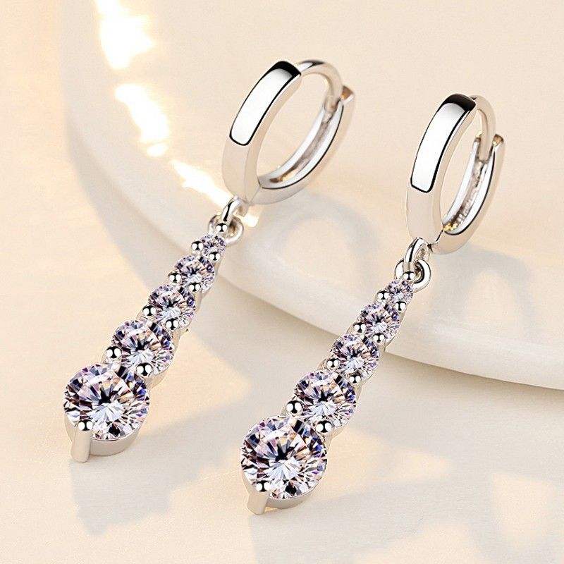 Fashion Silver-plated Earrings Drop Diamonds