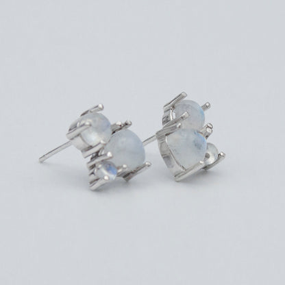 Rainbow Moonstone Cluster Sterling Silver Earrings