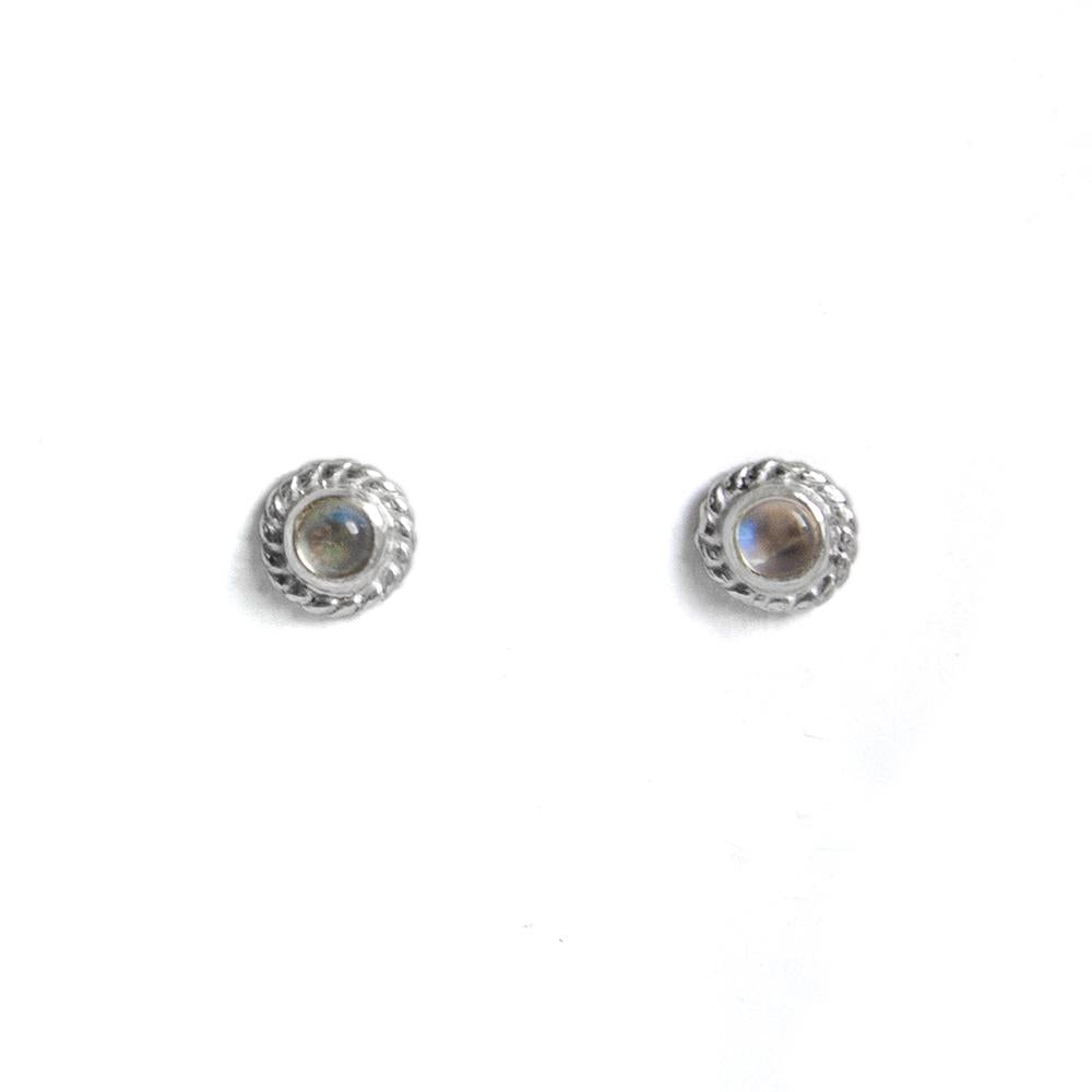 Rainbow Moonstone Sterling Silver Stud Earrings