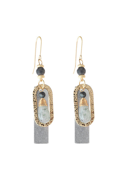 Stone Charm Drop Earrings