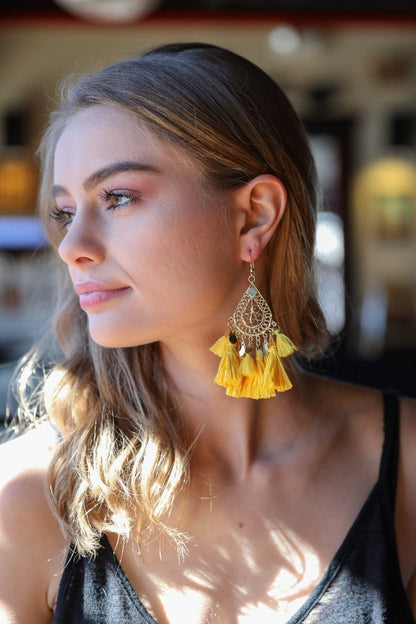 Filigree Raffia Tassel Earrings