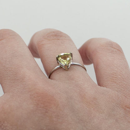 Lemon Topaz Trillion Solitaire Sterling Silver Ring