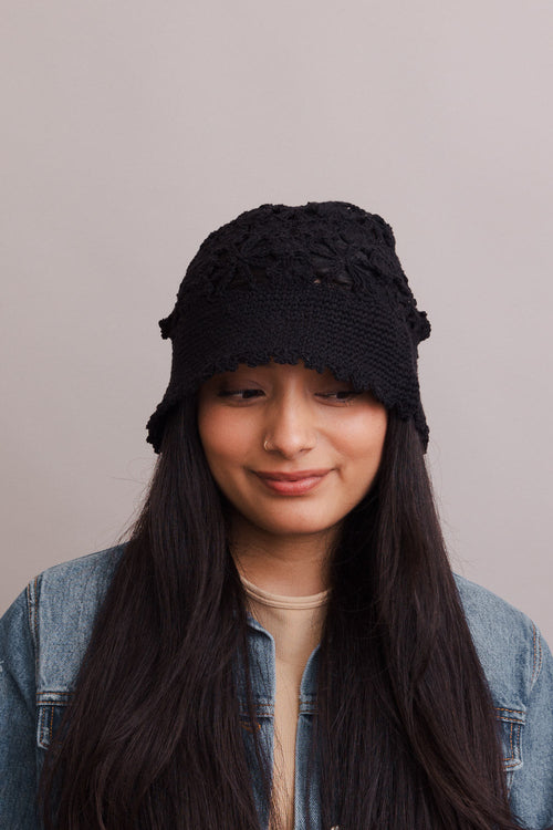 Floral Crochet Bucket Sun Hat