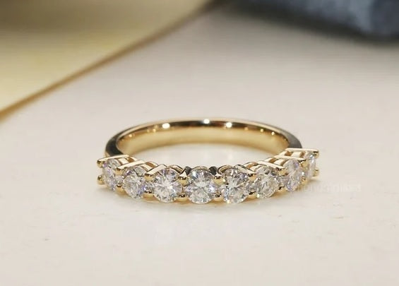 Round Moissanite Gold Plated Brass Wedding Ring