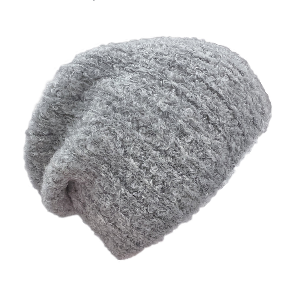 Gray Loop Knit Alpaca Beanie