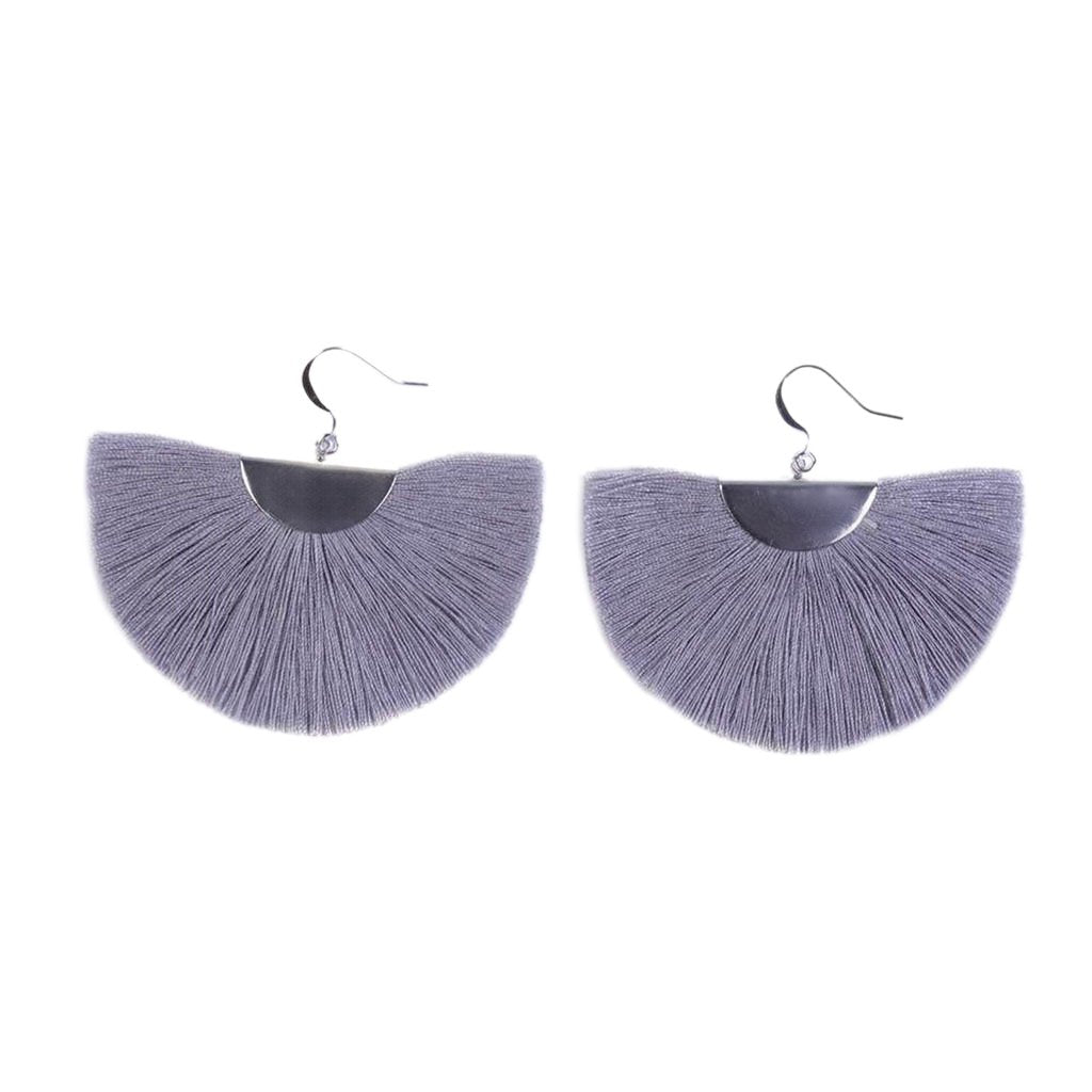 Silver Half Moon Fan Earrings