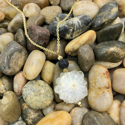 Solar Quartz Lava Necklace