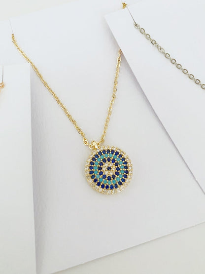 Elegant Evil Eye Necklace, Zircon Evil Eye Charm, Evil Eye Jewelry