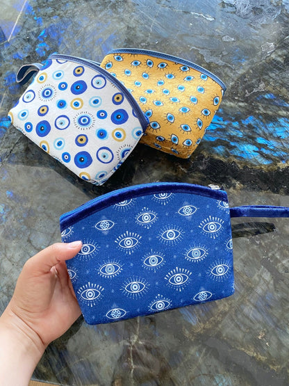 Blue Evil Eye Bag, Makeup Bag, Clutch Bag for Woman, Evil Eye Purse,