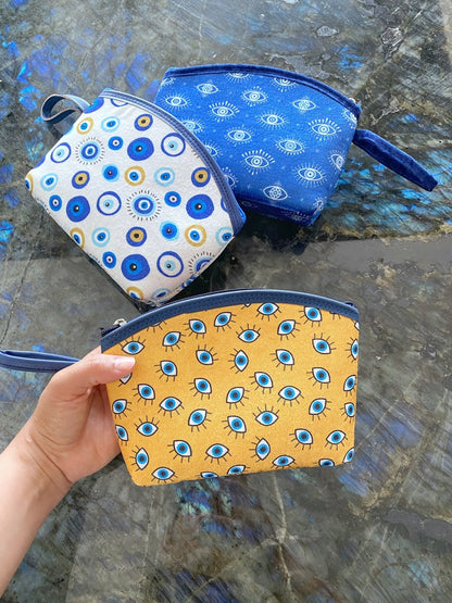 Blue Evil Eye Bag, Makeup Bag, Clutch Bag for Woman, Evil Eye Purse,