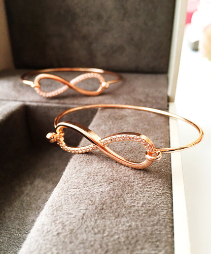 Infinity Bangle Bracelet, Rose Gold Silver Bangles, Cuff Bracelet