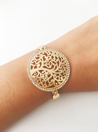 Tree of Life Bracelet, Elegant Charm Bracelet Rose Gold Silver