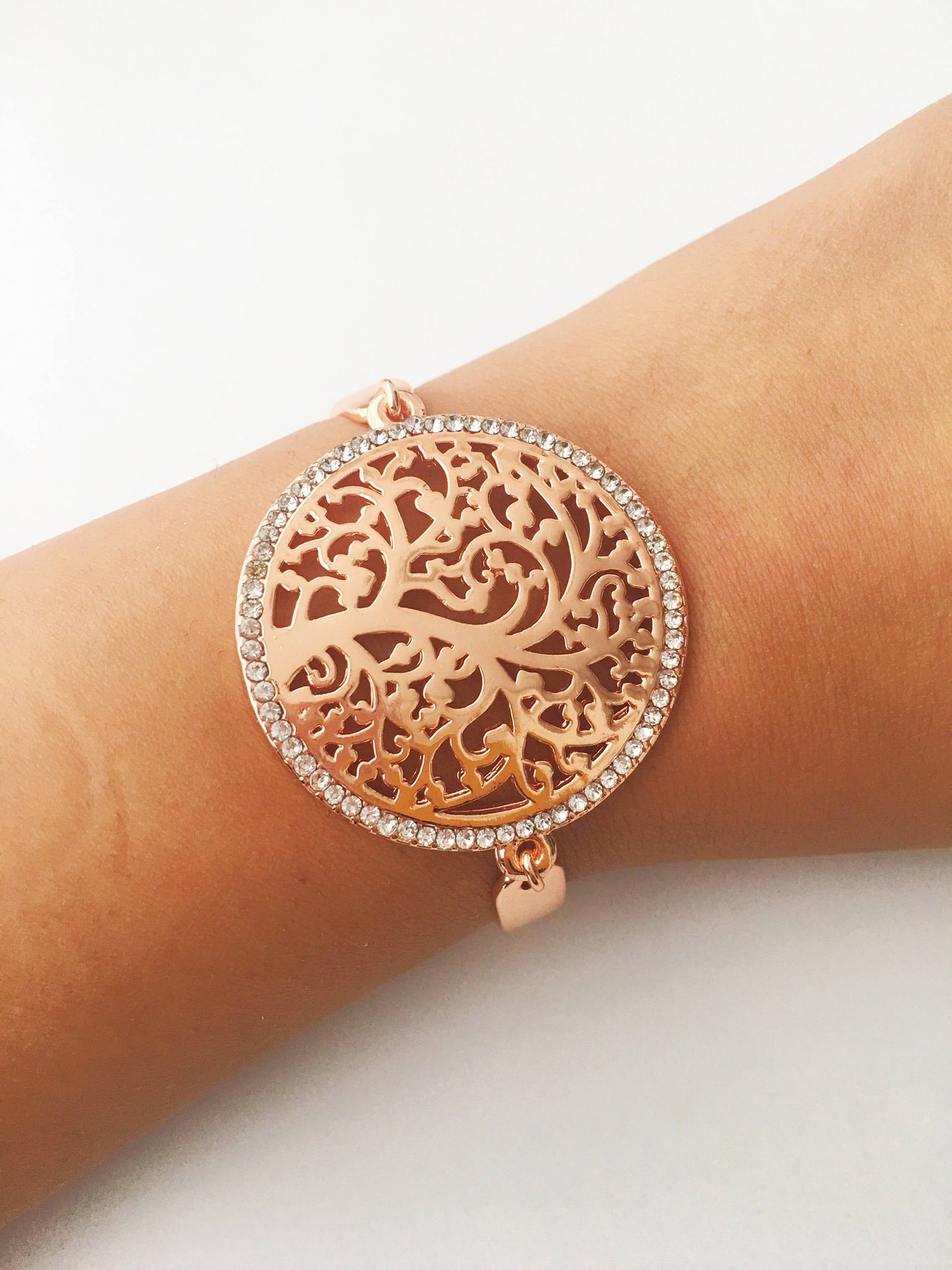 Tree of Life Bracelet, Elegant Charm Bracelet Rose Gold Silver