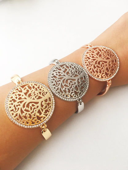 Tree of Life Bracelet, Elegant Charm Bracelet Rose Gold Silver