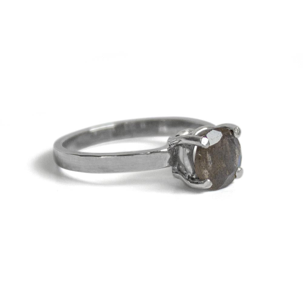 Labradorite Basket Solitaire Sterling Silver Ring