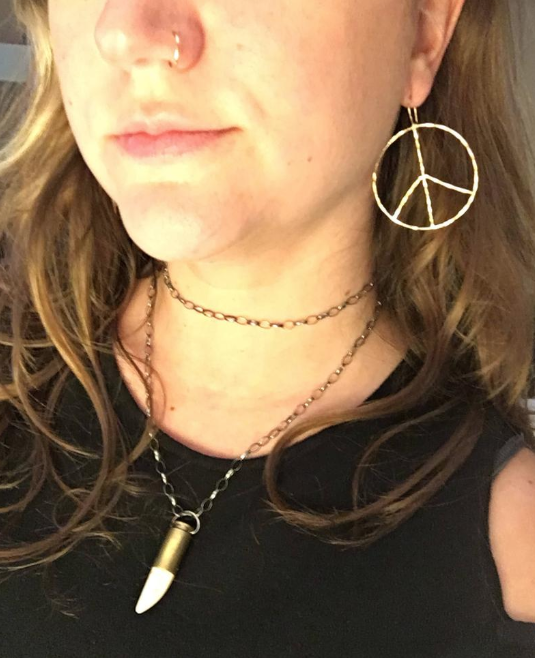 Rustic Peace Sign 'Let There Be Peace' Earrings (Recycled Metals, Sustainable)