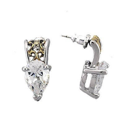 LOAS782 - Reverse Two-Tone 925 Sterling Silver Earrings with AAA Grade