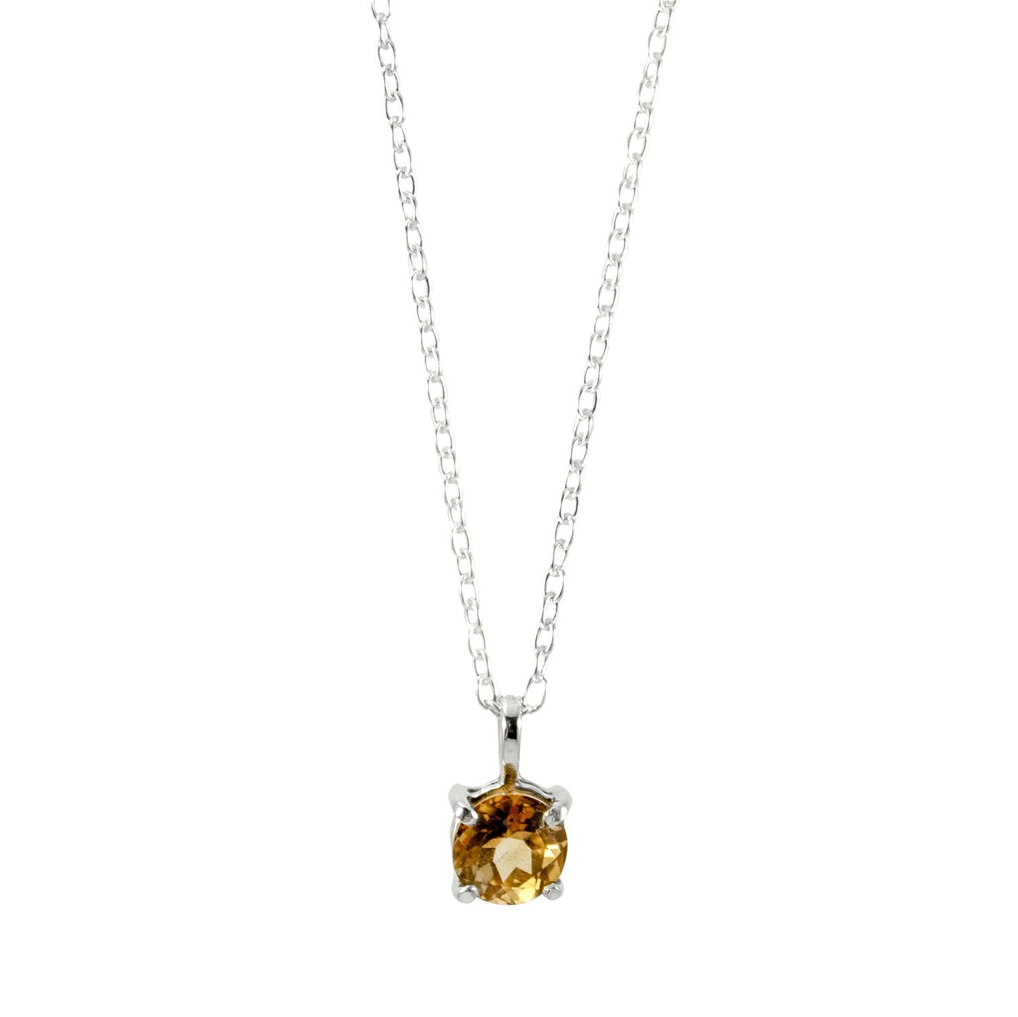 Brilliant Citrine Basket Sterling Silver Pendant Necklace