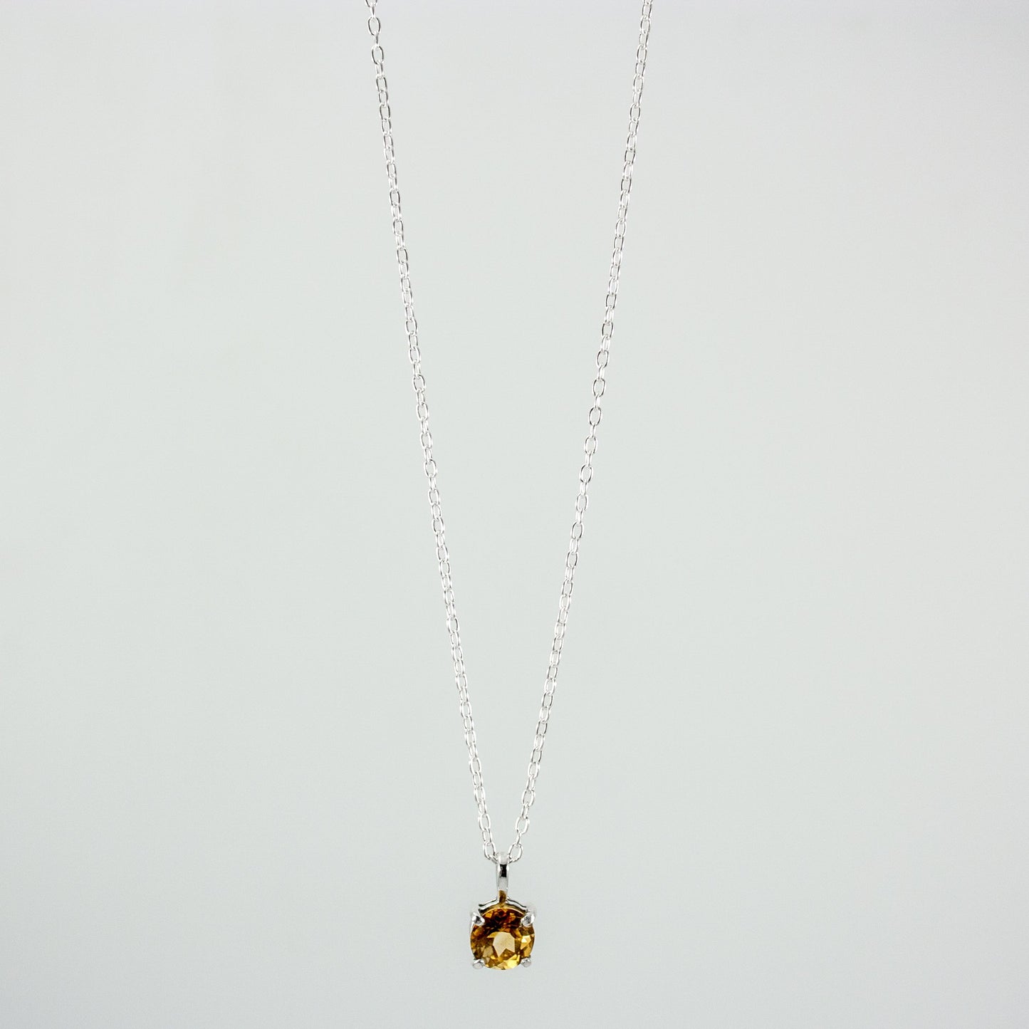 Brilliant Citrine Basket Sterling Silver Pendant Necklace