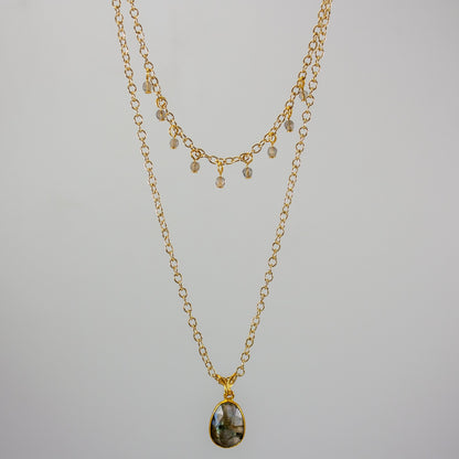 Labradorite Layered Pendant and Beads Necklace