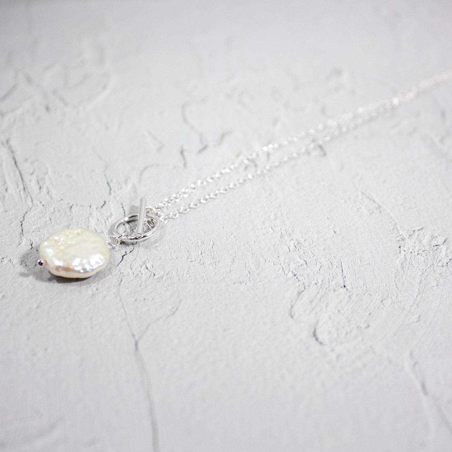 Toggle and Keshi Pearl Chain Sterling Silver Necklace