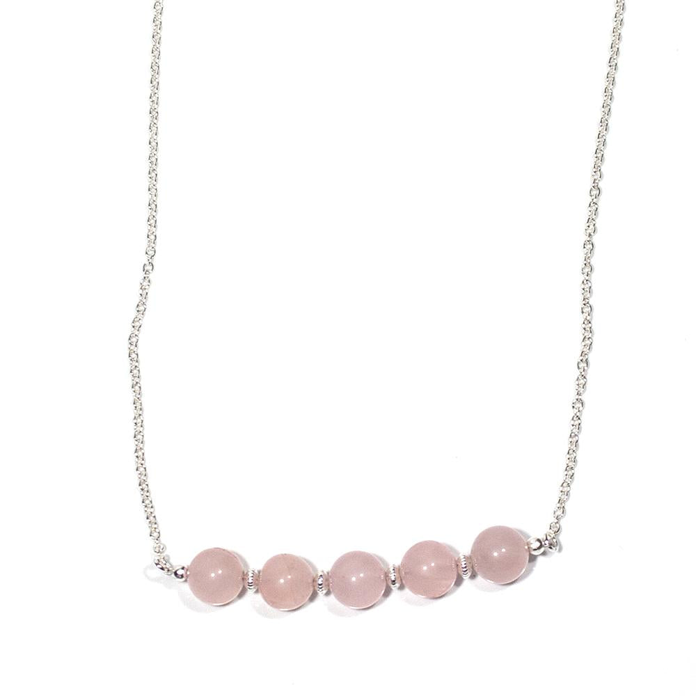 Rose Quartz Bead Bar Necklace