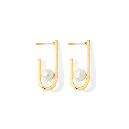 J Hoop Freshwater Pearl Earrings