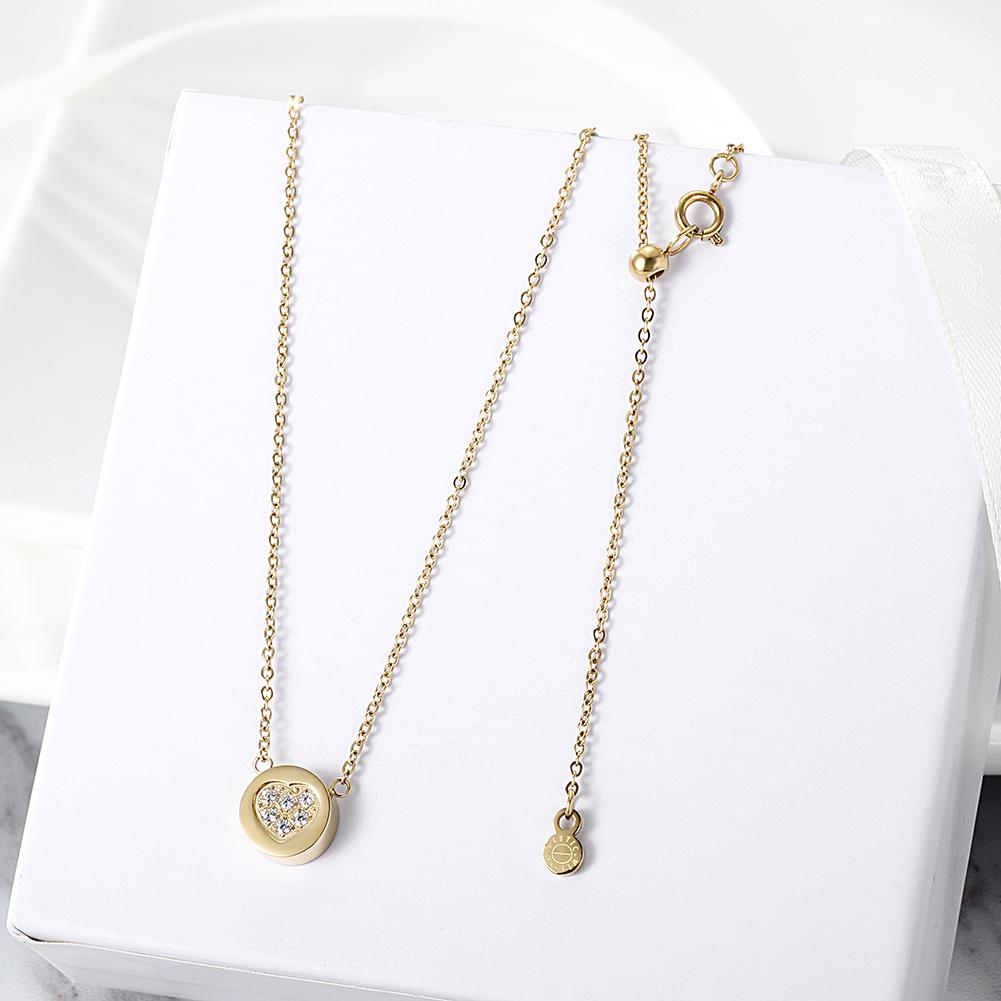 CZ Heart Shaped Disc Pendant Necklace