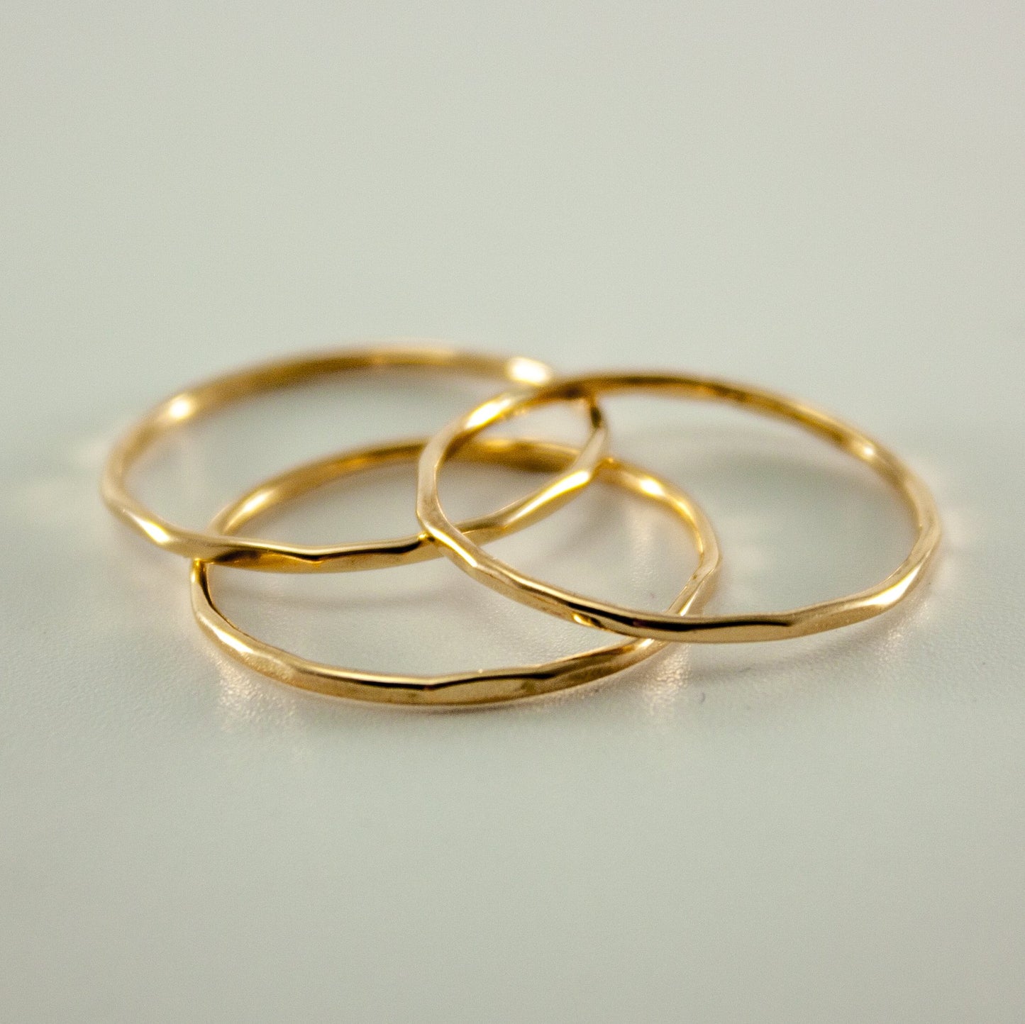 Hammered 14k Gold Filled Slim Ring Stack